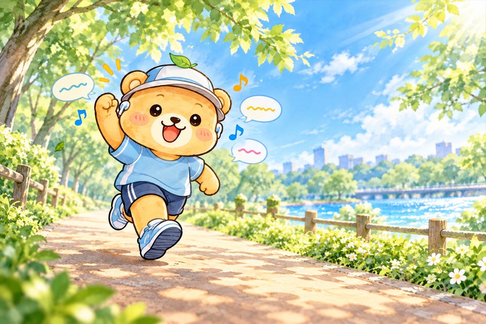 音声ガイドに元気よく返事して走るクマのナビ助