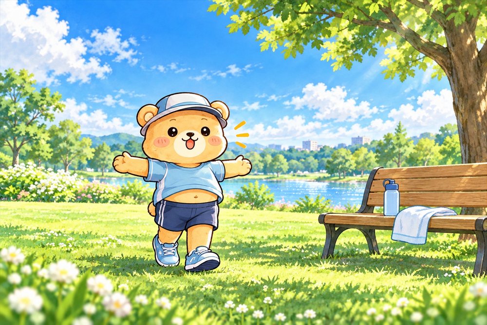 深呼吸でクールダウンするクマのナビ助