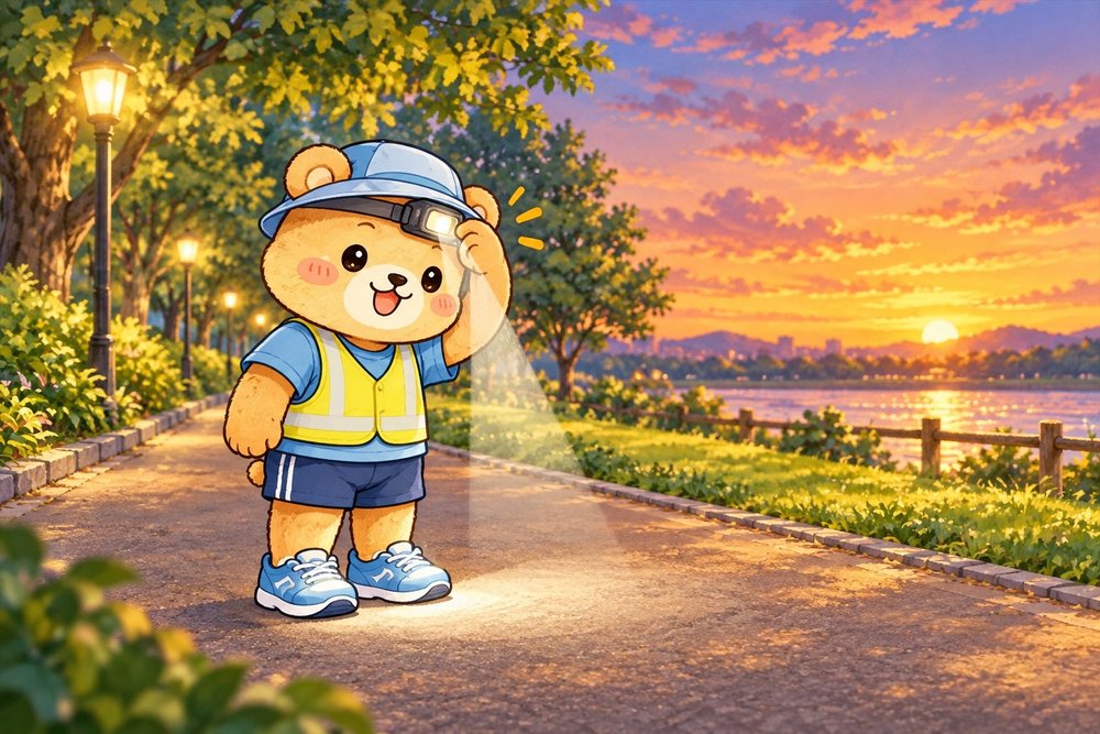 光の向きを下げてマナーを守るクマのナビ助