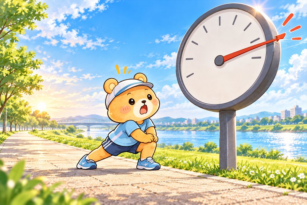 走行距離メーターの針が振り切れて驚くクマのナビ助